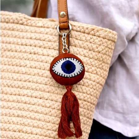 Handmade Evil Eye Tassel Charm Keychain